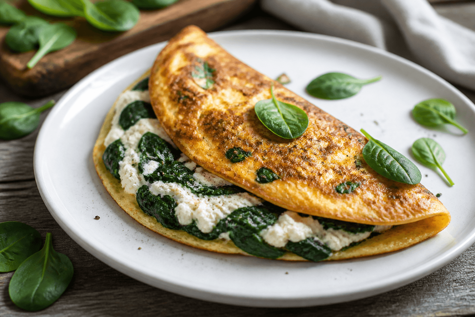 Omlet Proteinowy z Twarogiem i Szpinakiem — danie od Szefa Kuchni Marka Wiśniewskiego