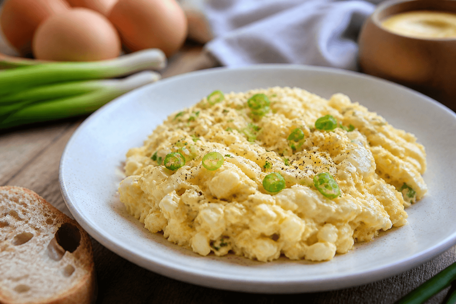 Pasta jajeczna ze szczypiorkiem na żytnim chlebie z masłem